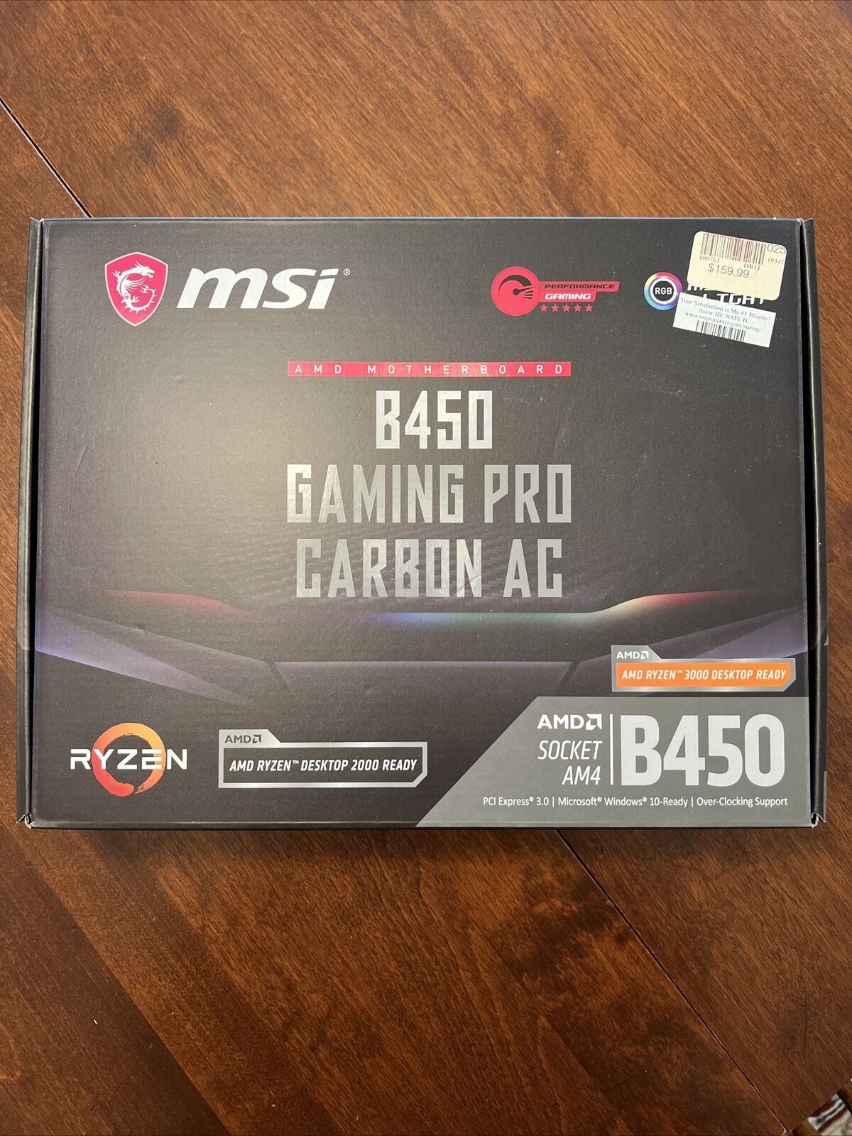 MSI B450 Gaming Pro Carbon AC Desktop AMD Chipset Socket Am4 Motherboard