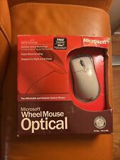 Vintage Microsoft Wheel Mouse Optical Mouse White USB PS - White picture