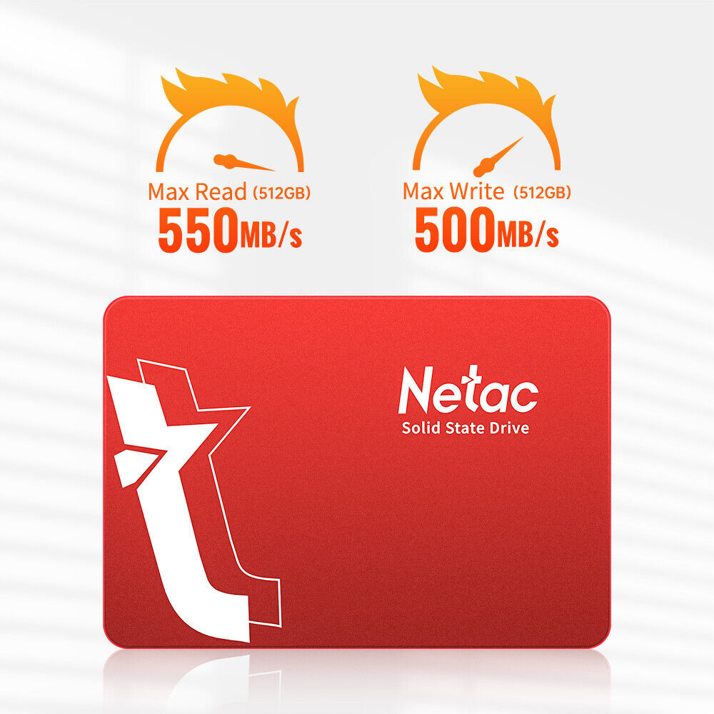 Netac 512GB SSD 3D NAND 2.5'' SATA III 6GB/s Internal Solid State Drive 550MB/s