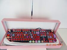Fun Retro Keyboard Vintage Pink Gaming Lights Wired Large Print Typing picture