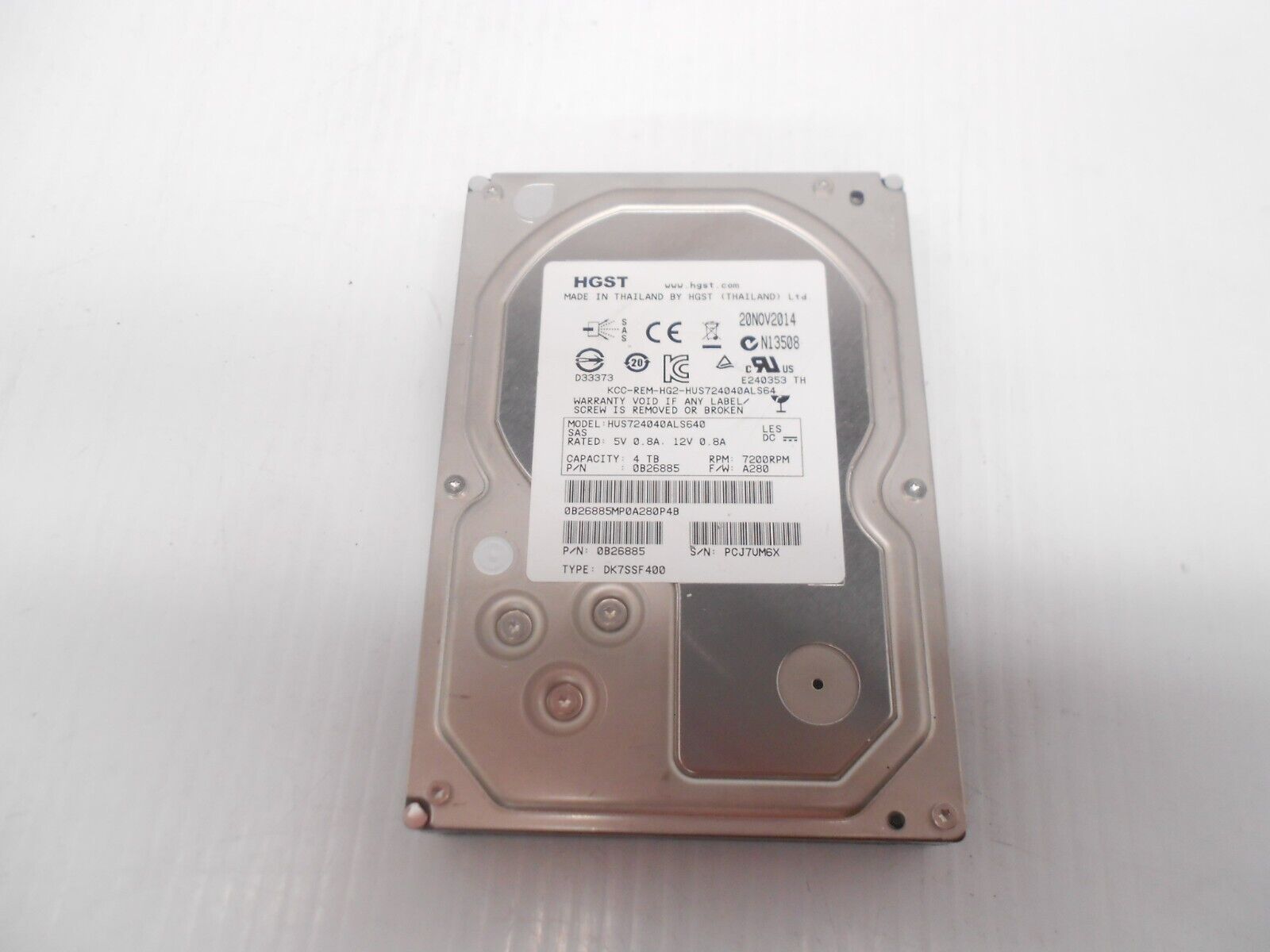 HGST Hitachi 4TB 7.2K SAS Server Storage Hard Drive HDD 3.5'' HUS724040ALS640