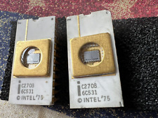 **  Quantity 2  **   Intel C2708 2708 vintage 1975 ceramic white gold EPROM PROM picture