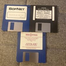 Lot Of 3 Vintage 1990 Software DOS Floppy Discs IBM Star Control SofNet Mouse picture