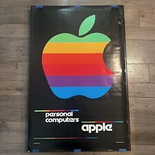 Vintage Original Apple Computers Rainbow Logo Poster, Stored Rolled Up 35+ years picture