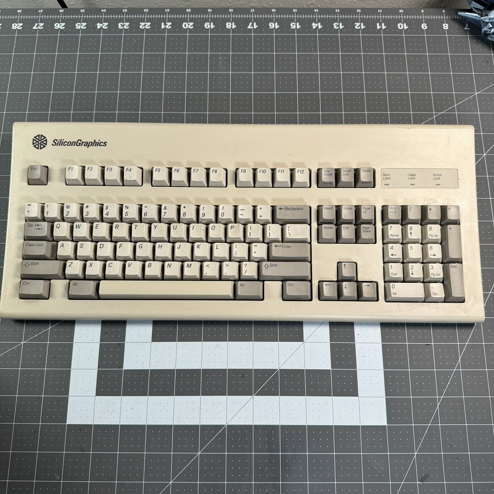 Vintage SGI Silicon Graphics Keyboard PS/2 9500801 Alps SKCM Cream Damped KEYS