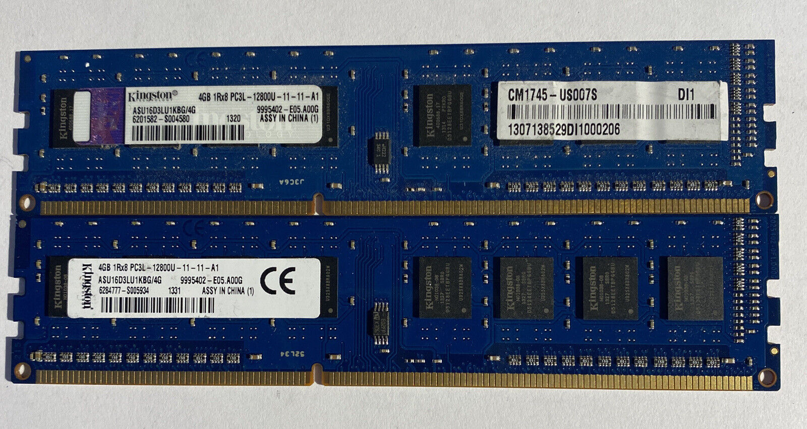 8GB Kingston 2 x 4GB 1Rx8 PC3L-12800U-11-11-A1 Desktop Memory