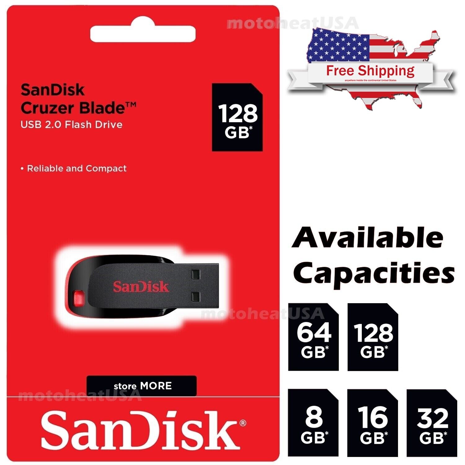 Sandisk 16GB 32GB 64GB 128GB Cruzer Blade Flash Drive Memory Stick USB Lot Pack