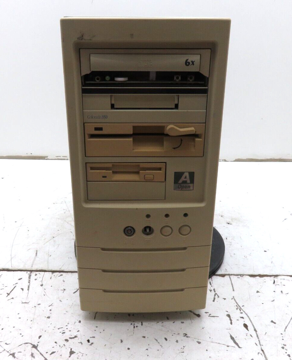 Vintage Retro AOpen PC Case Beige Computer Case AT Retro Tower W/ 200W PSU
