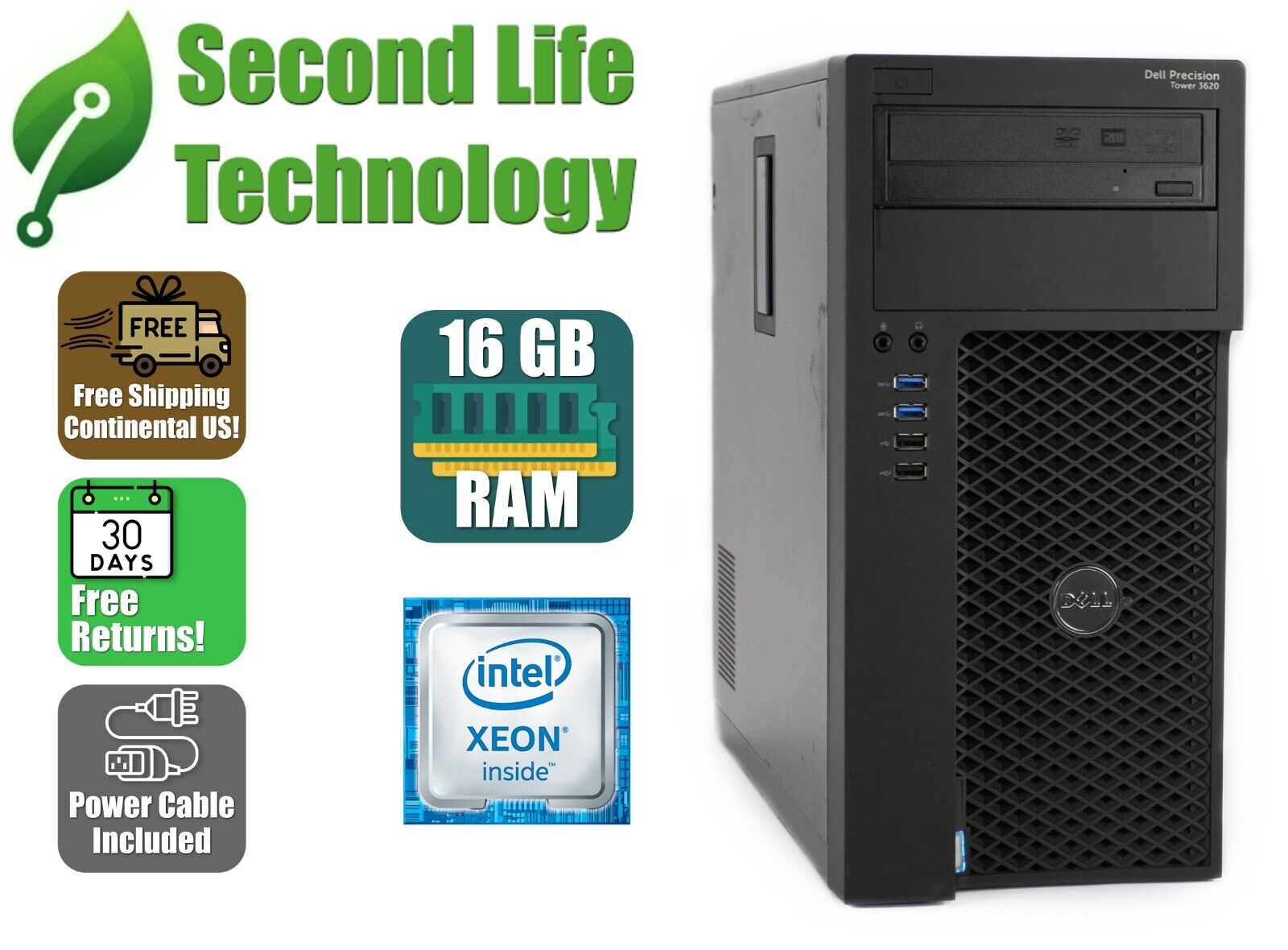 Dell Precision Tower 3620 MT Xeon E3-1245 V5 16GB Ram AMD W2100 1TB HDD - NO OS