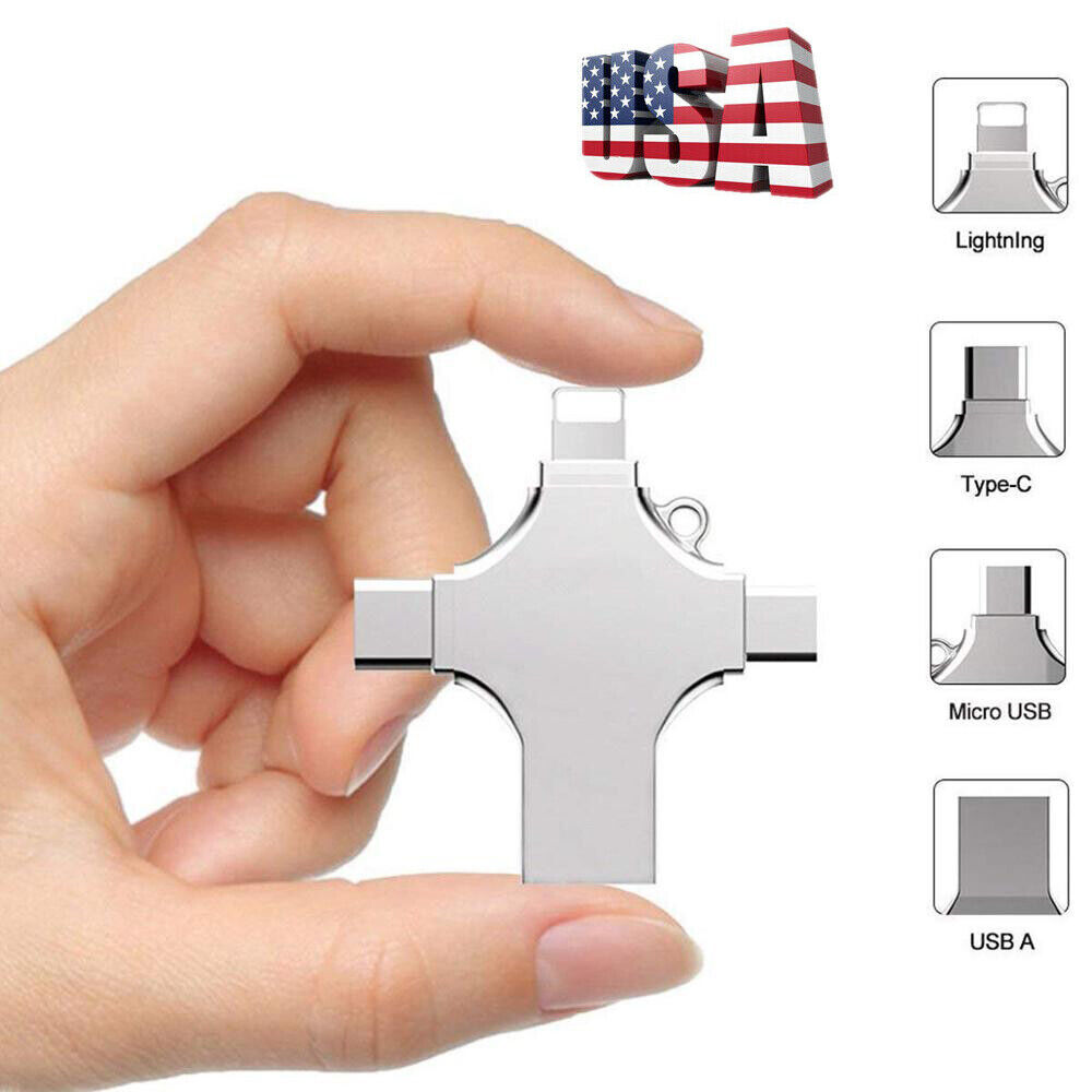 1TB  USB 3.0 Flash Drive Memory Photo Stick for iPhone Android iPad Type C 4 IN1