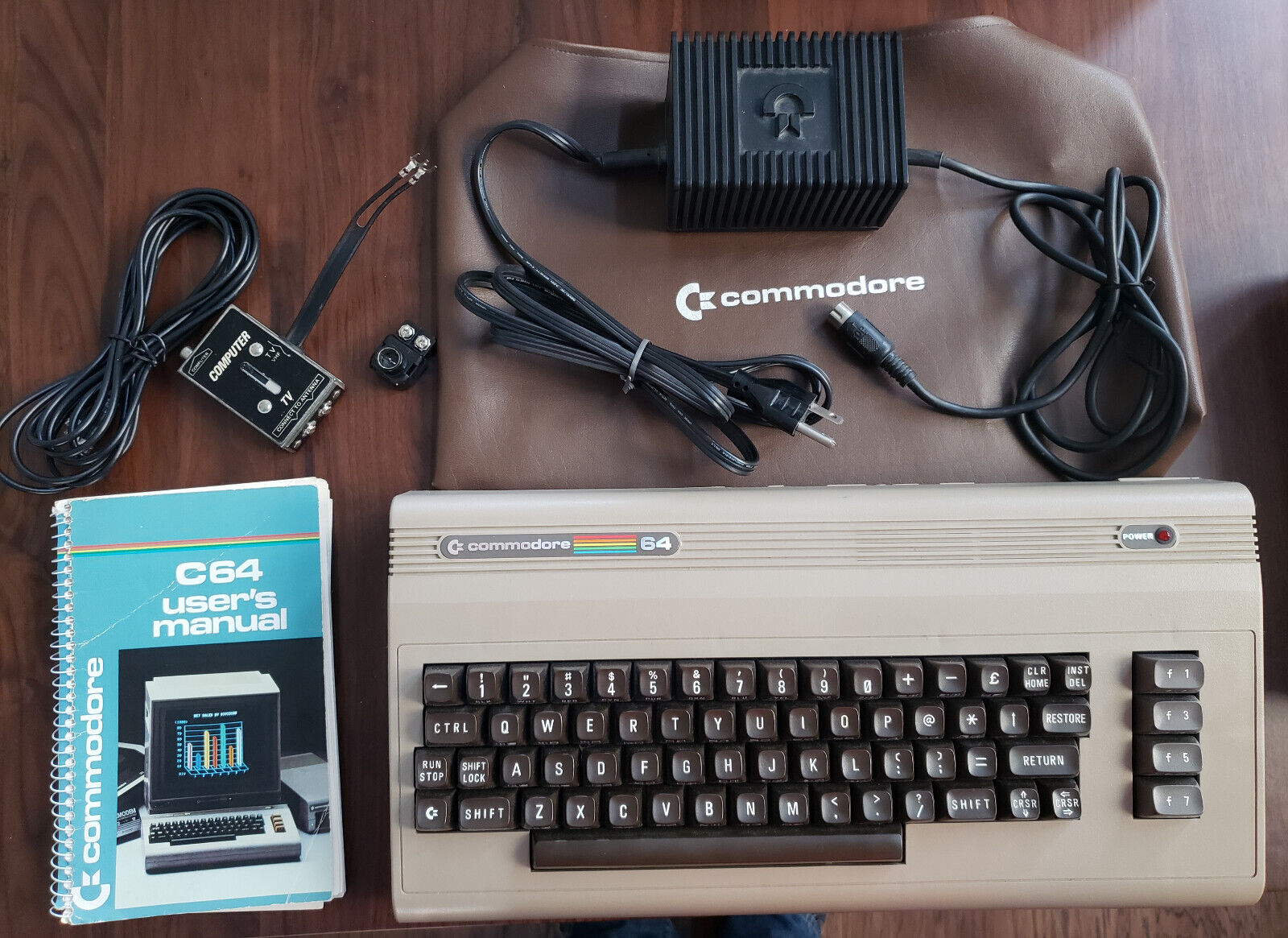 Commodore 64 NTSC Computer with Power, RCA Cables, Cover & Manual Tested Working