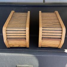 Pair Of Roll Top 3.5” Floppy Disc Storage Vintage Wooden Grain Divider For Each picture