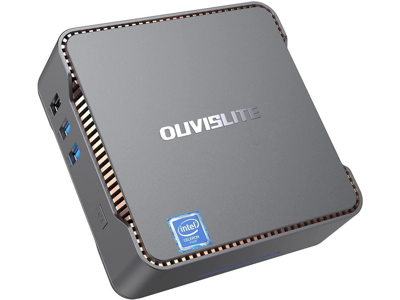 OUVISLITE 4K Mini PC Intel J4125 Quad Core Win10 8GB DDR3 256GB SSD HDMI Display