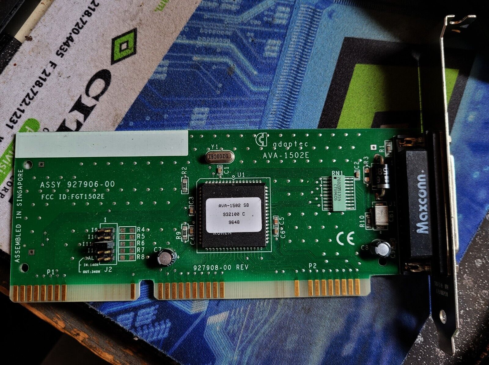 Vintage Adaptec AVA-1502 16 bit ISA SCSI Controller Card DB25 25Pin External