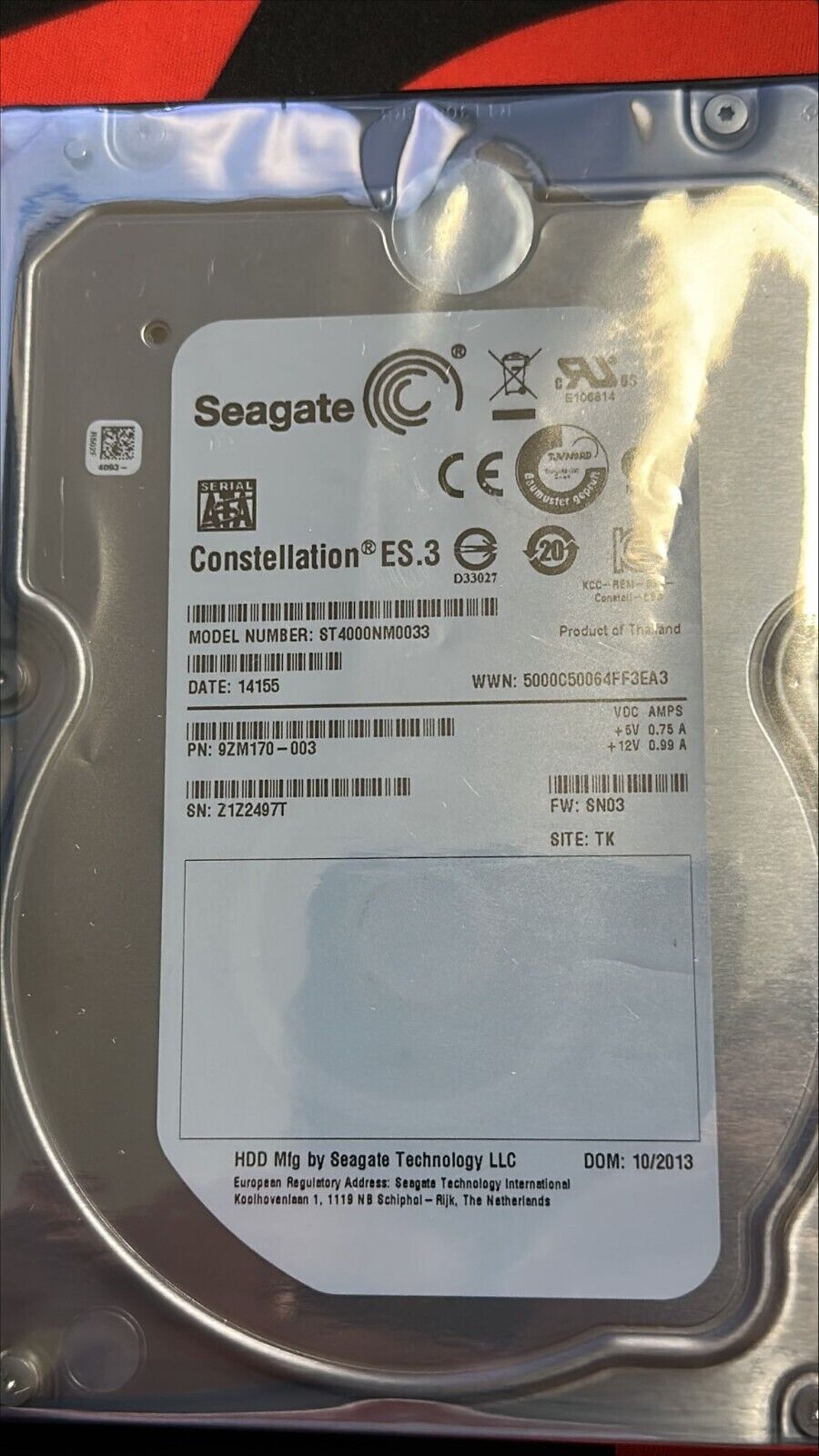 Seagate ES ST4000NM0033 4TB 7200RPM 128MB 6.0Gb/s 3.5