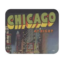 Chicago at Night Mousepad, Vintage Postcard Print, US States-Cities, 9'' x 8'' picture
