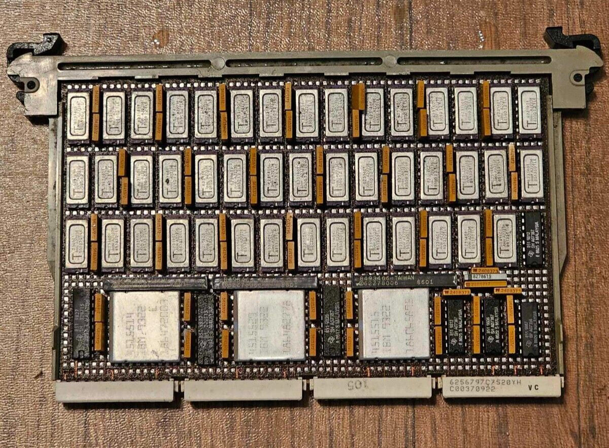 Rare Retro Vintage IBM Mainframe Board Module w/44 Gold IC Chips / Collector