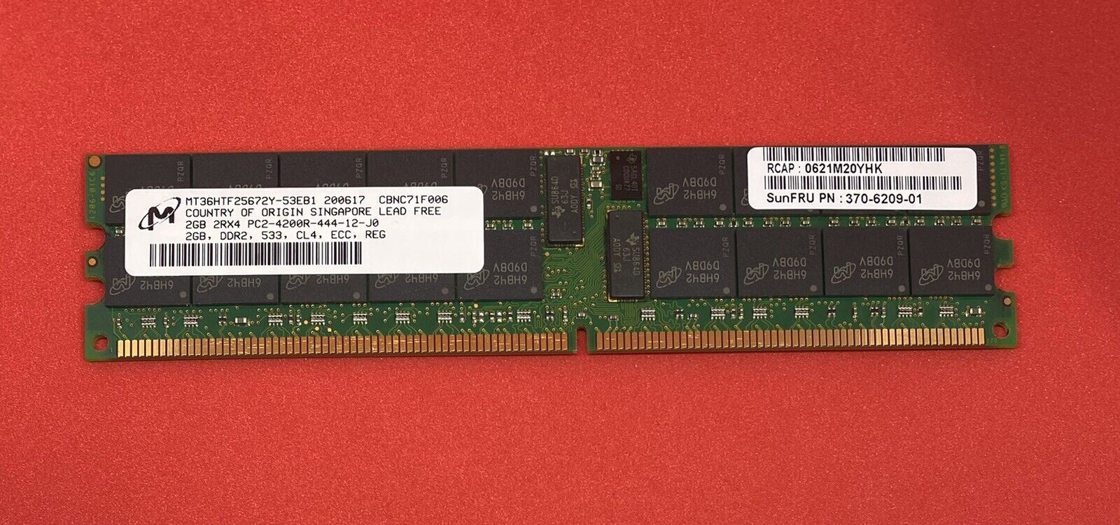 SUN 370-6209 2GB PC2-4200R 533MHz DDR3 ECC SERVER RAM Micron MT36HTF25672Y-53EB1
