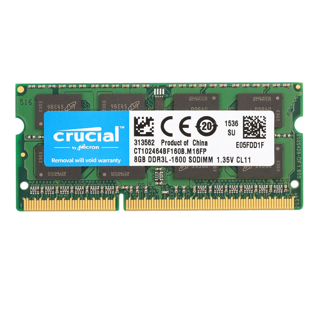 Crucial 8GB Sodimm Laptop 1600MHz DDR3L PC3-12800 Memory RAM  DDR3 1x 8G GB