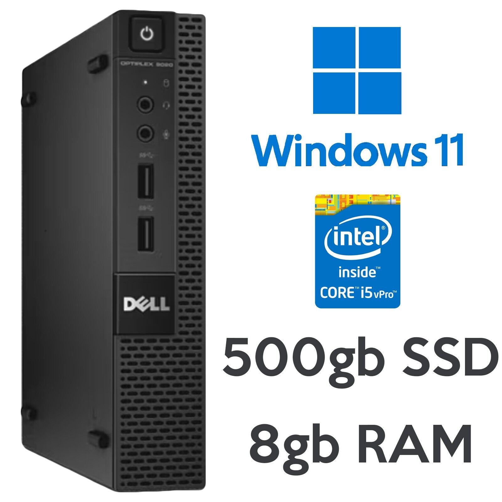Dell 9020 Optiplex Micro-Intel Core i5 vPro - 500GB SSD H-8GB RAM - Windows 11