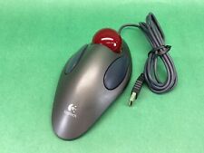 Vintage Gray Logitech T-BB14 USB Wired Trackball Marble Mouse Tested & Works picture