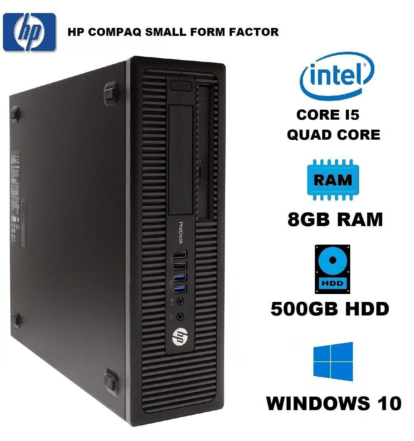 HP ELITE Desktop Computer Intel Core I5 Quad 8GB RAM 500GB HD PC Windows 10 WiFi