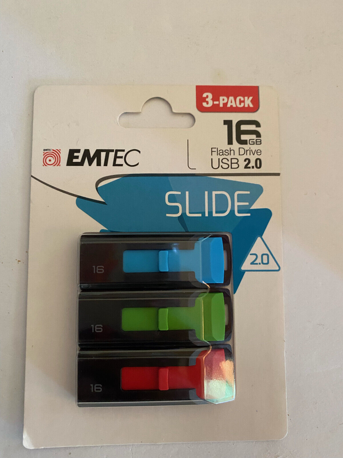EMTEC Slide USB 2.0 16GB Flash Drive 3-Pack