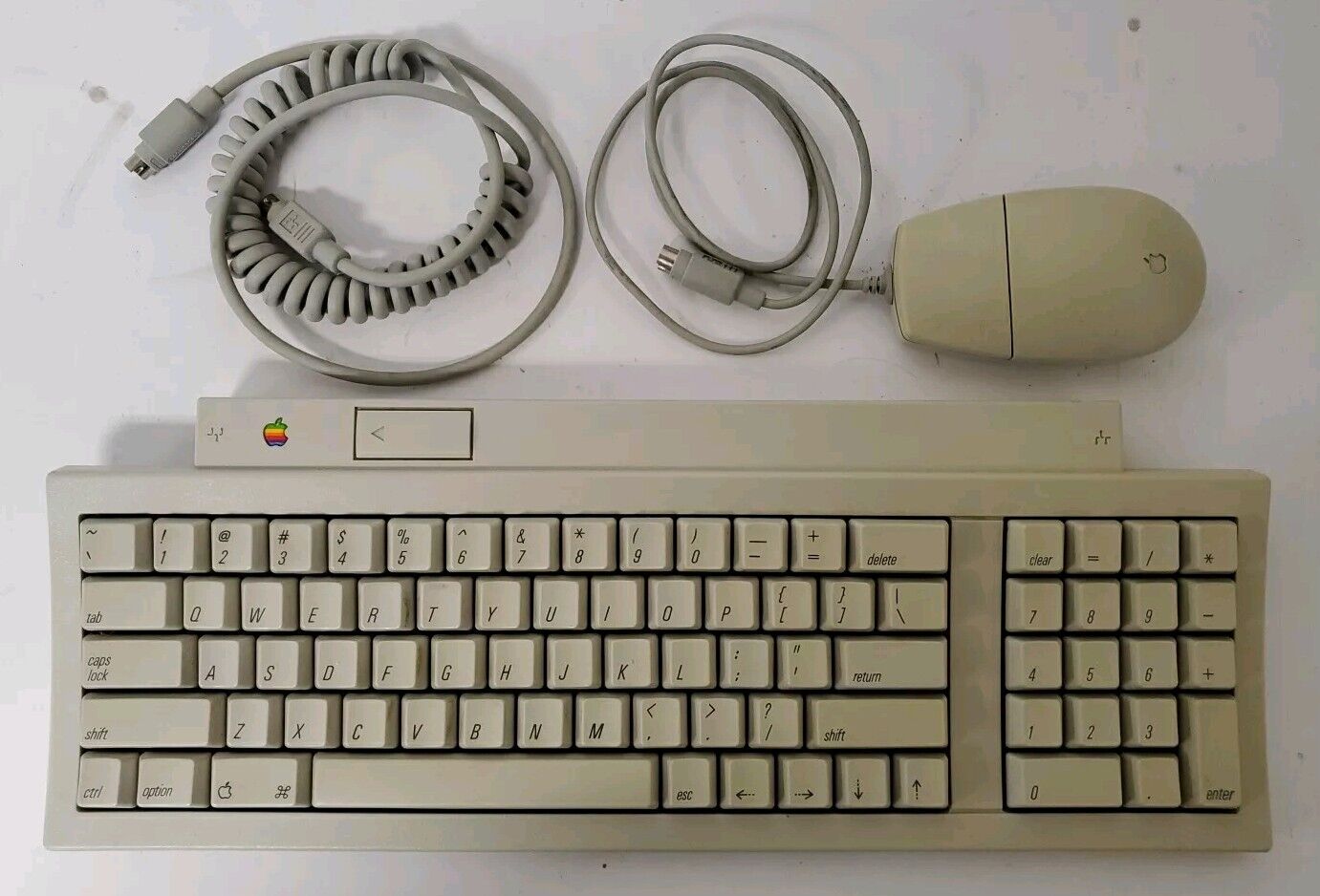 Vintage 1991 Apple Keyboard II M0487 for Macintosh, ADB Cable + ADB Mouse M2706