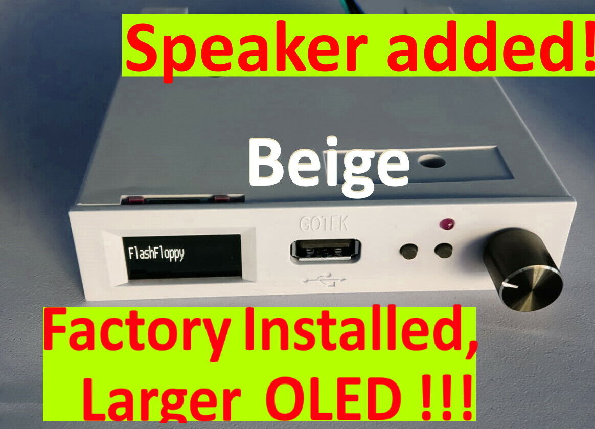 Gotek Beige USB Floppy Emulator OLED,Speaker,Dial - Amiga Atari IBM Roland AKAI