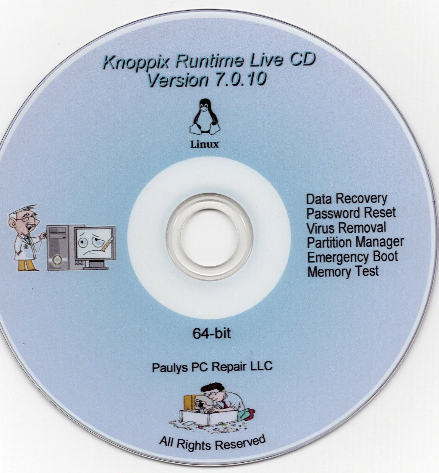 Knoppix Live CD Repair Data Recovery Virus Partition Password Memory Utility Fix