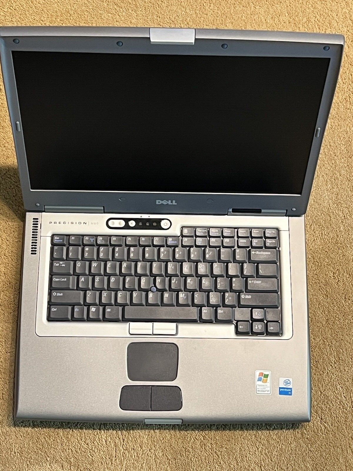 Vintage Dell Precision M60 Laptop, includes battery, charger, hard drive, CD/DVD