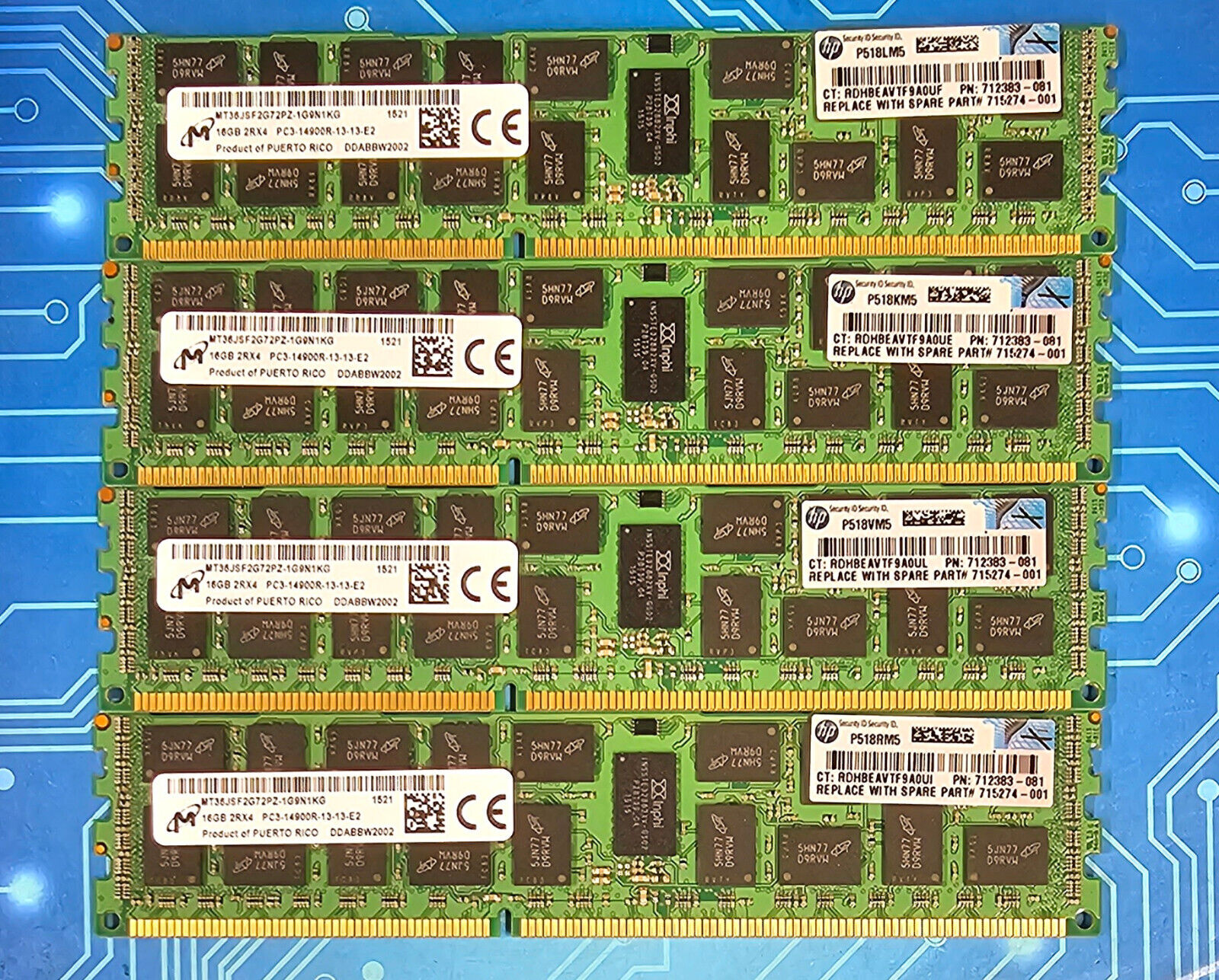 64GB (4x16GB) PC3-14900R DDR3-1866MHz 2Rx4 Reg ECC Micron MT36JSF2G72PZ-1G9N1