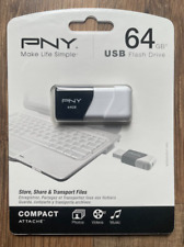 NEW PNY Flash Drive Compact Attaché 64GB USB 2.0 Model P-FD64GCOM-GE NIP picture