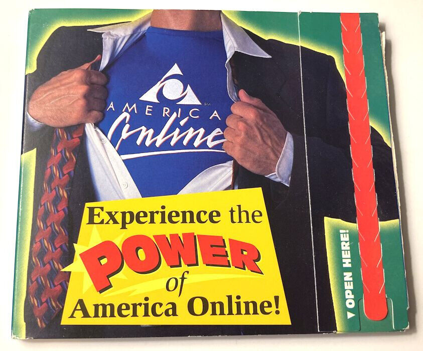 America Online AOL Mail Shirt Power 10 Hours Vintage 1990s Computer Software New