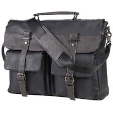 Leather Messenger Bag for Men 17.3 Inch Vintage PU Leather Laptop Bag Briefca... picture