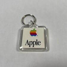 Vintage Apple Mac OS Rainbow Apple Smile Face Clear Acrylic Keychain picture