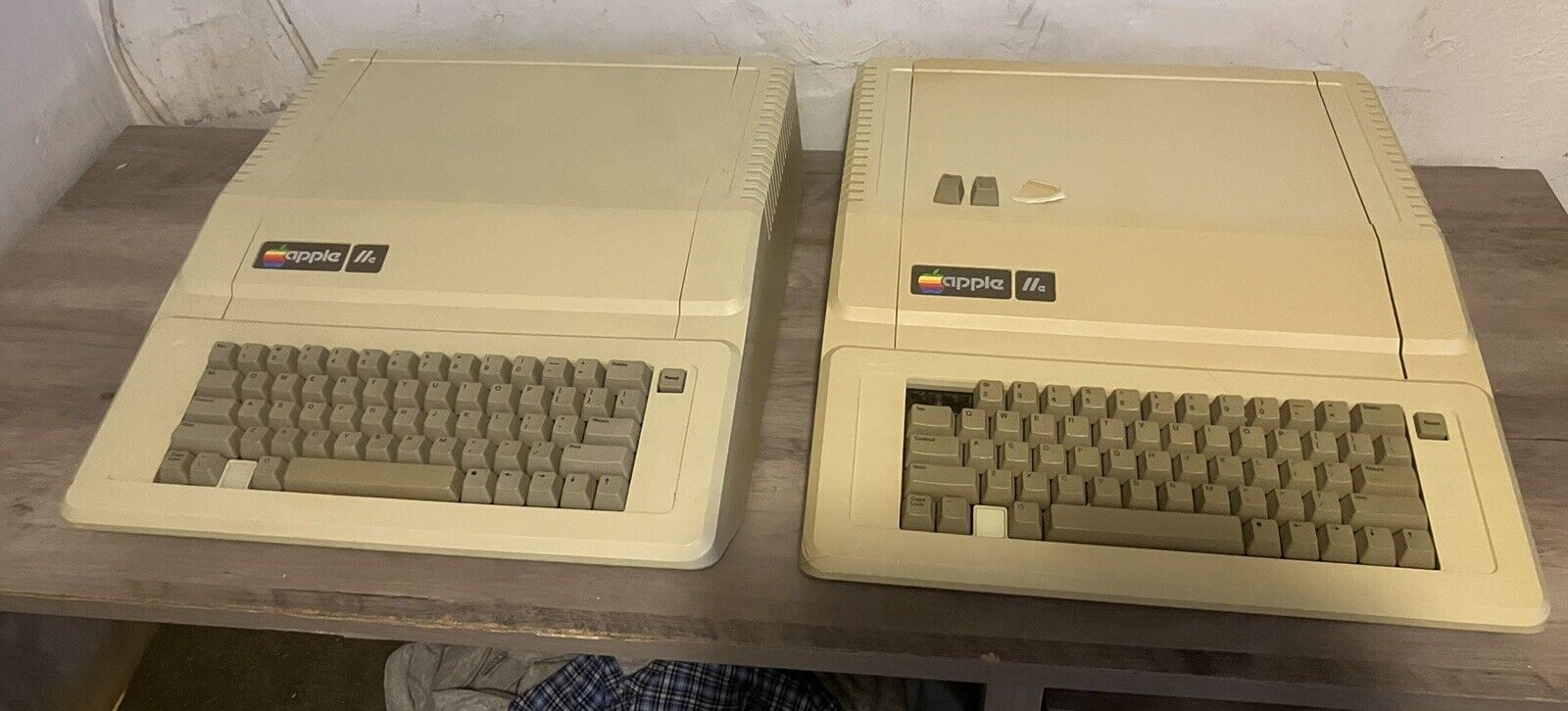 Two Vintage Apple IIe Computer. One fully working, one for parts