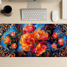 Vintage Flowers Gaming Mouse Pad, Fedoskino XL Mousepad, Russian Table Mat picture