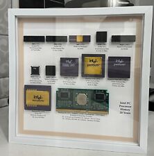 Vintage Intel Personal PC CPU Collection in White Shadowbox Display picture