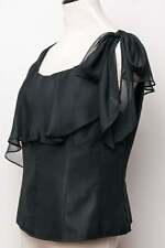Black Sheer Ruffled Overlay Sleeveless Top Modern Avant Garde US XL 14, 90's Ric picture
