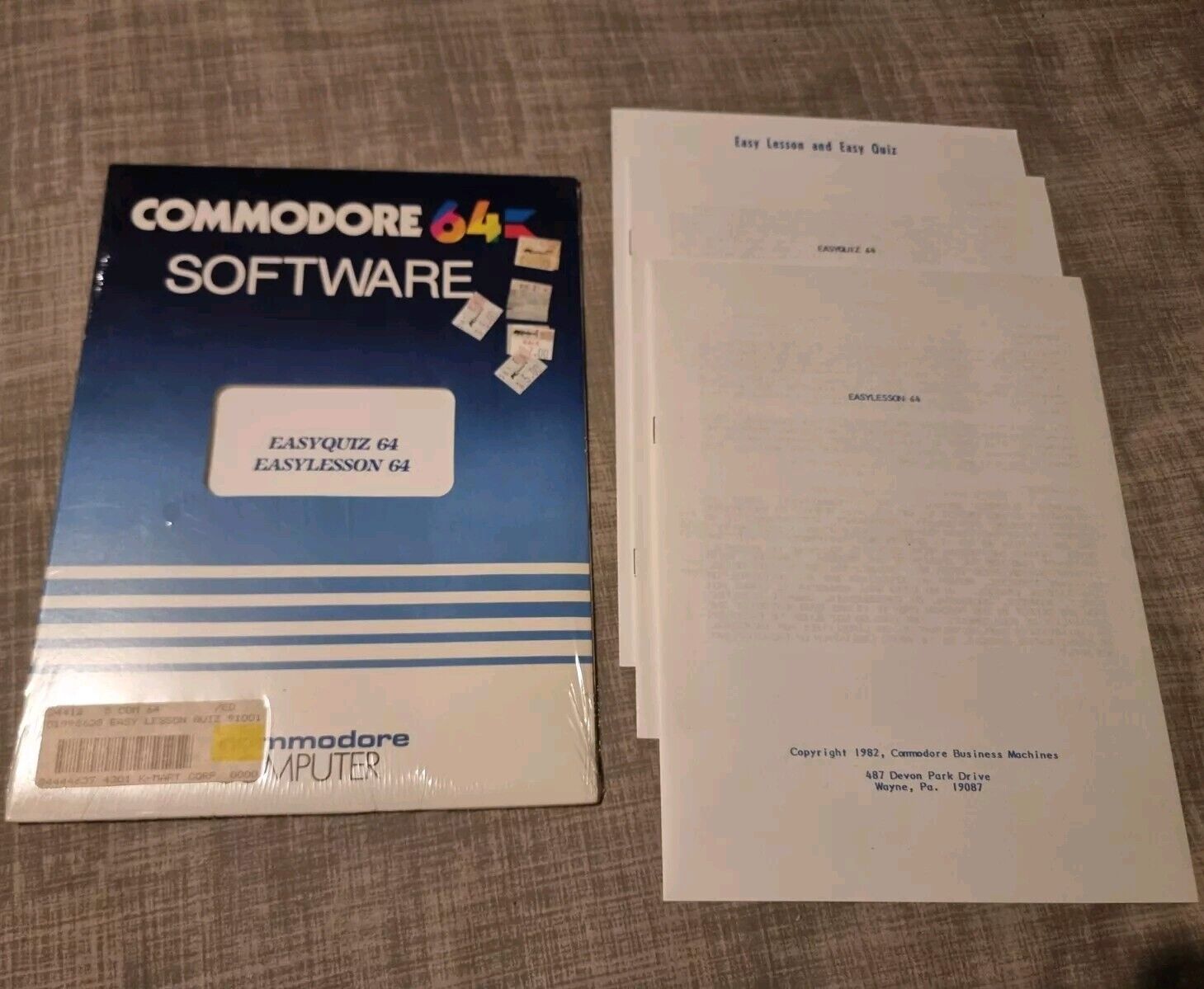 Commodore 64 Software EasyQuiz 64 EasyLesson 64 Sleeve & Papers Only
