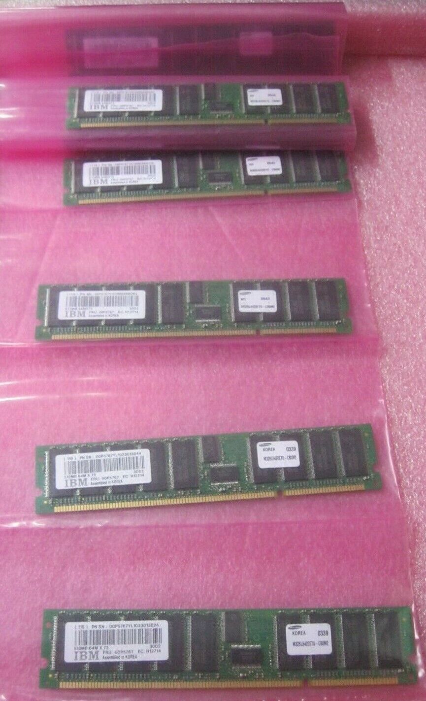 9GB Memory - ( 18 * 512MB ) Lot 18 IBM 00P5767 512MB DIMM Samsung  64MX72 