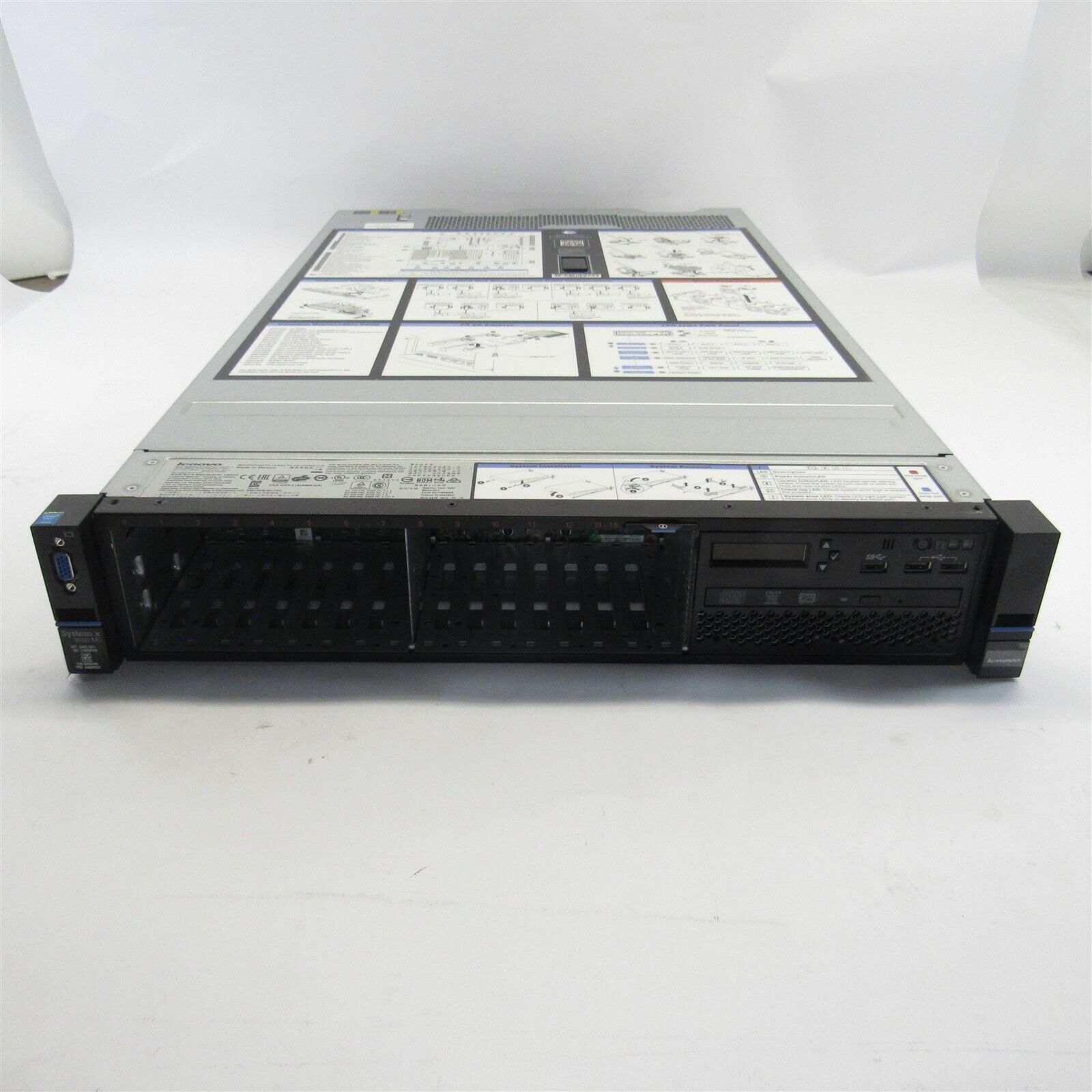IBM System X X3650 M5 SFF 16 Bay 1x E5-2640v3 16GB RAM ServeRAID M5210 2x 750W