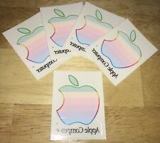 Vintage 1980’s APPLE Computer SET of 5 Rainbow Logo Window Cling DECALS NEW NICE picture