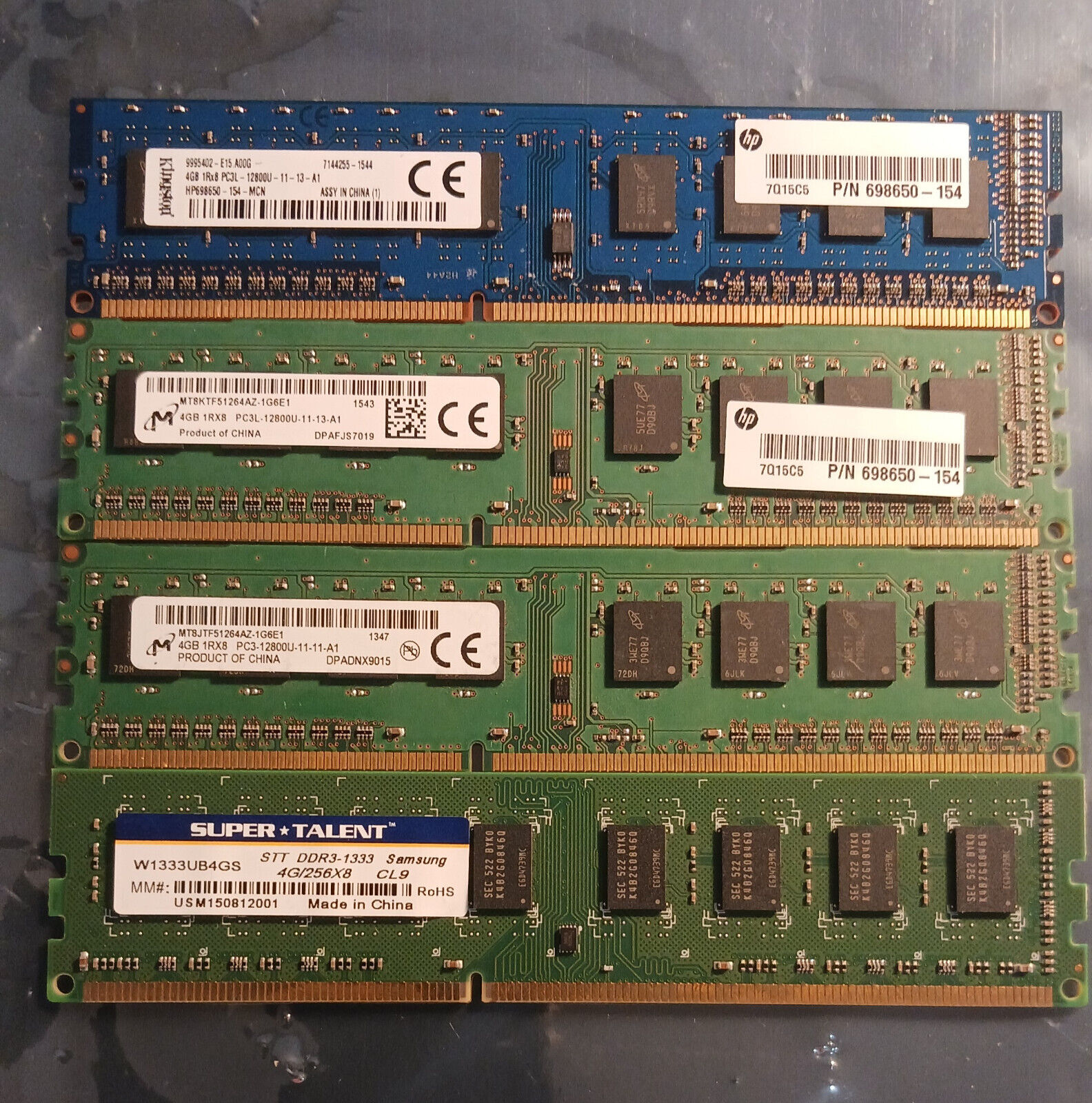DDR3 16GB (4X4GB) RAM Mixed Lot Memory