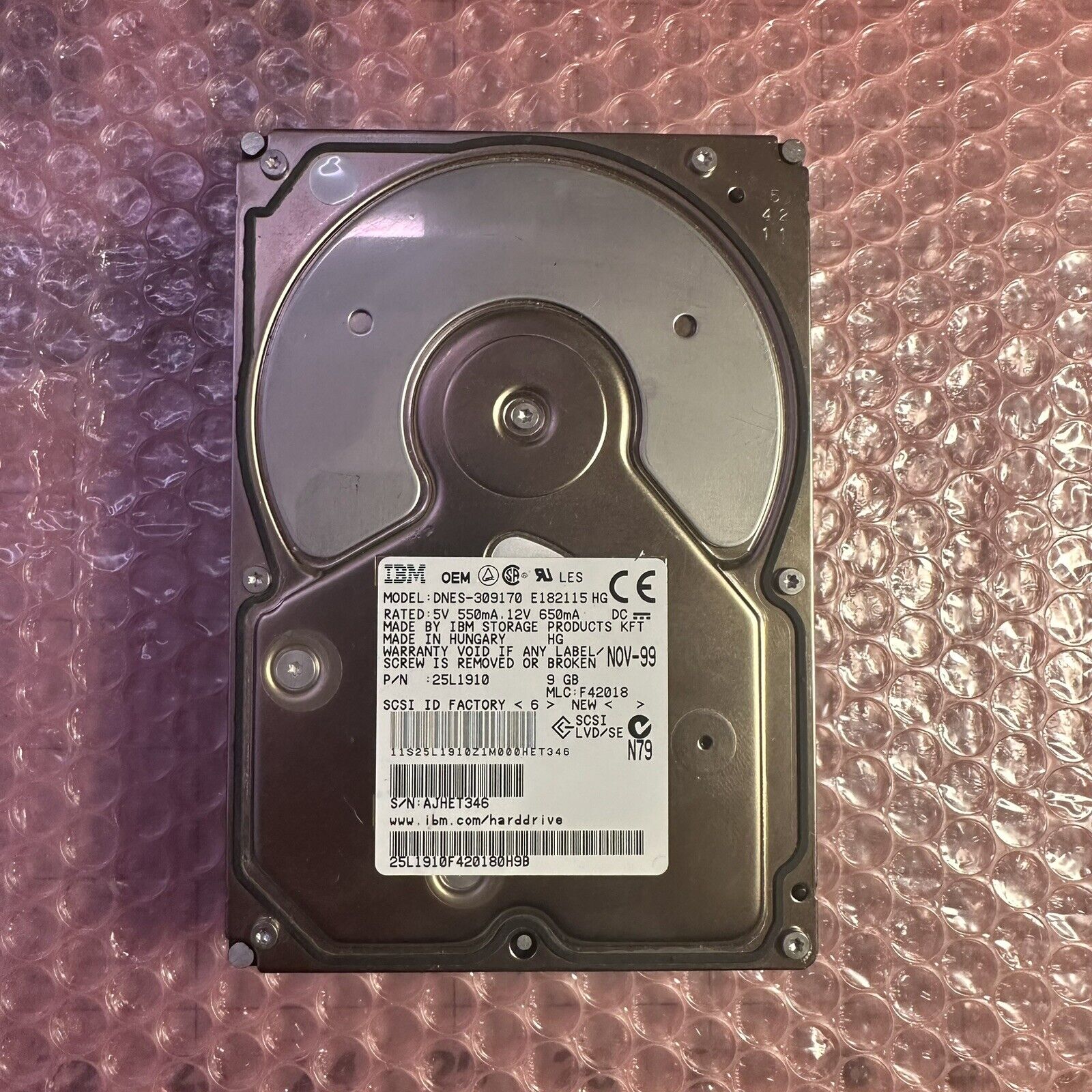 IBM OEM Hard Drive DNES-309170 9GB 50-Pin SCSI HDD 25L1910 - TESTED & FORMATTED