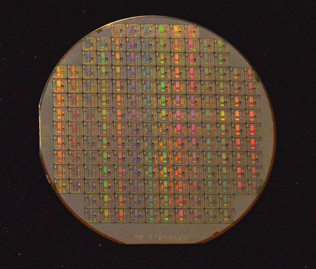 Vintage 1992 five inch Silicon Wafer, Early System On a Chip      