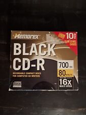 Memorex Black Recordable CD-R 700 mb 80 min 1x-16x Speed 10 Pack Vintage 2000 picture