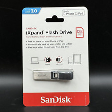 SANDISK iXpand Flash Drive Iphone iPad Computers 128GB USB 3.0 Lightning - NEW picture