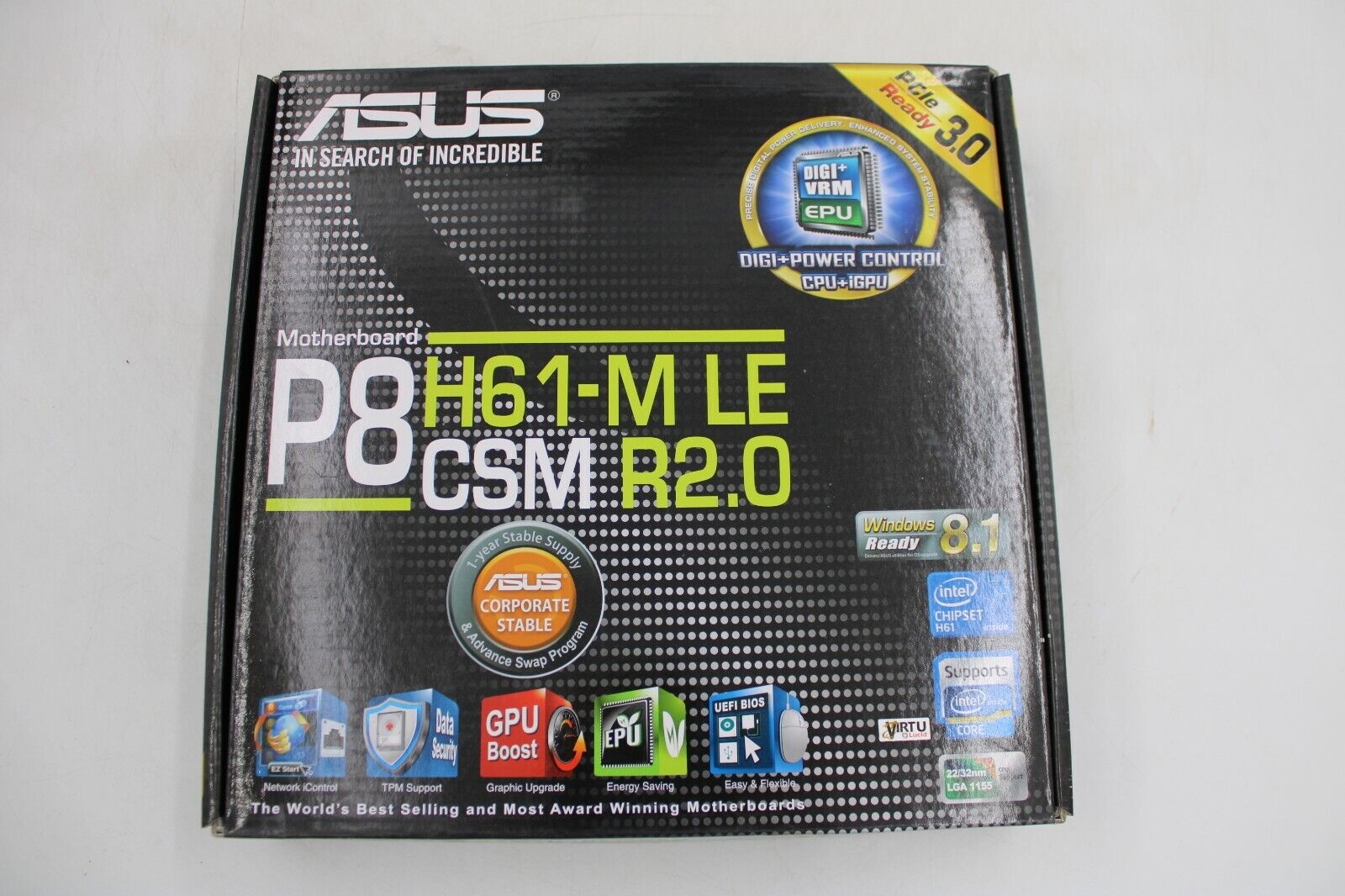 New In Box Asus P8H61-M LE/CSM R2.0 LGA1155 DDR3 Micro ATX Desktop Motherboard  